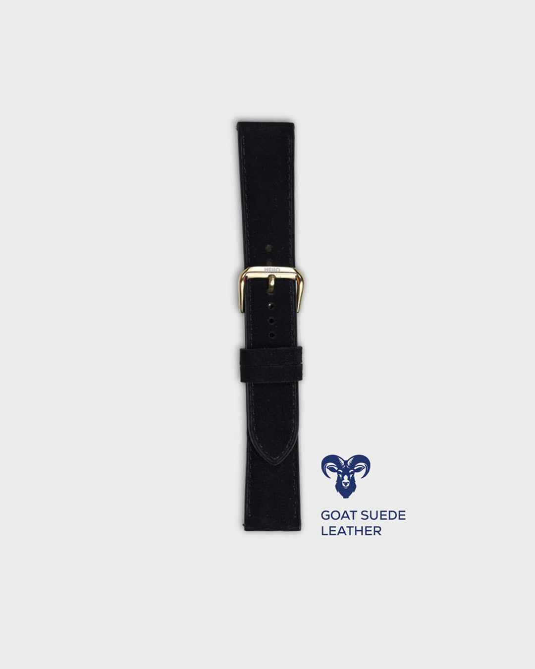 Winter Night__Premium Watch Strap in Goat Suede leather Black Colour with Gold SS Finish Buckle