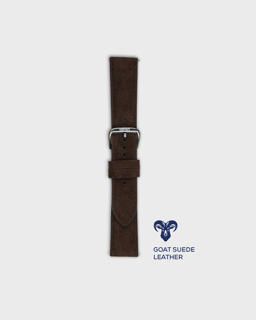 Wet Earth__Premium Watch Strap in Goat Suede leather Brown Colour with Silver Buckle