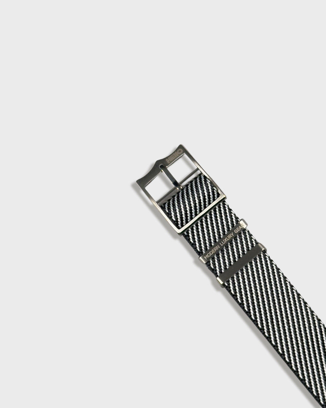 Service Black__Twill Nylon fabric NATO watch strap in Black & white stripes, sizes 20mm & 22mm