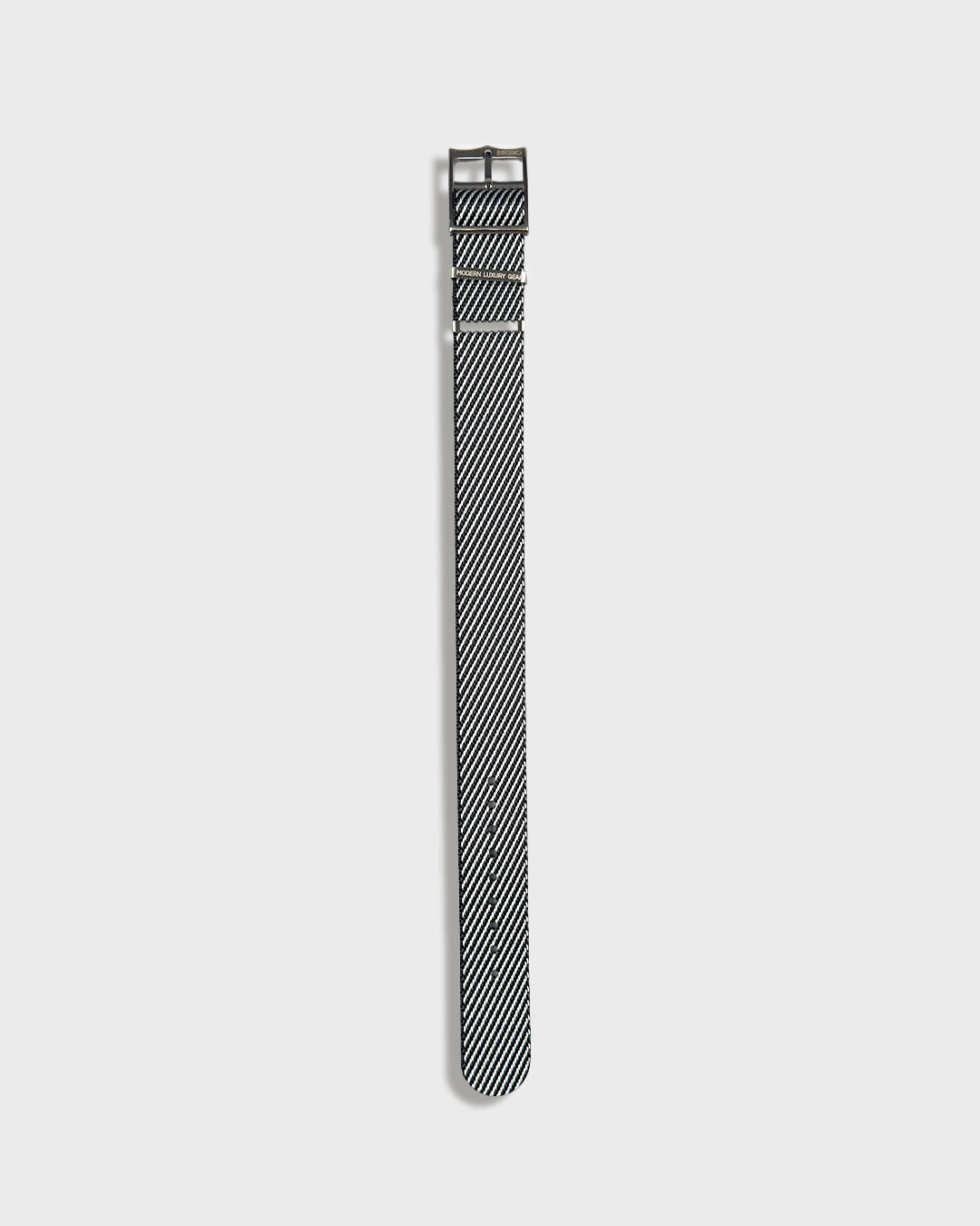 Service Black__Twill Nylon fabric NATO watch strap in Black & white stripes, sizes 20mm & 22mm