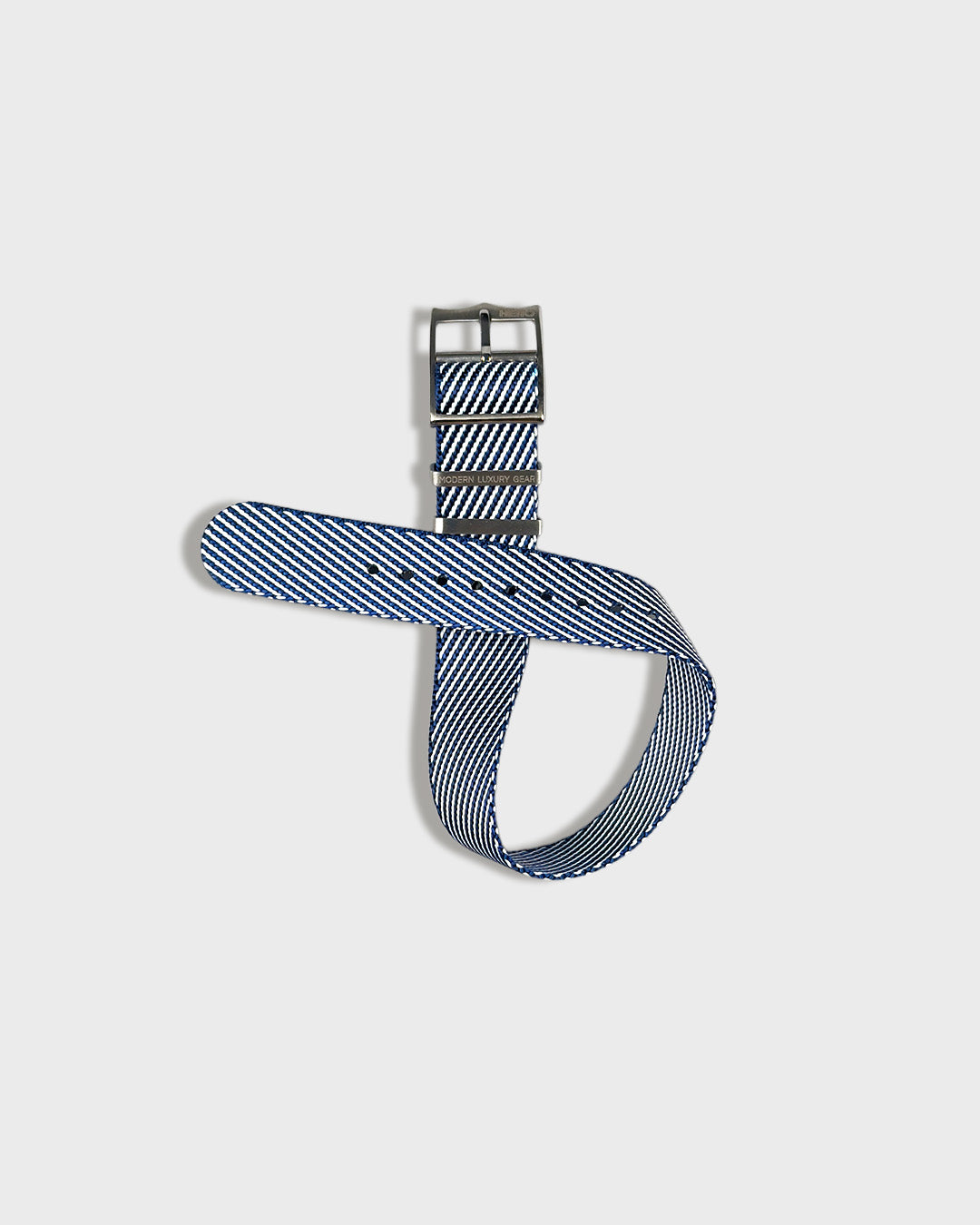 Service Navy__Twill Nylon fabric NATO watch strap in Navy Blue & white stripes, sizes 20mm & 22mm