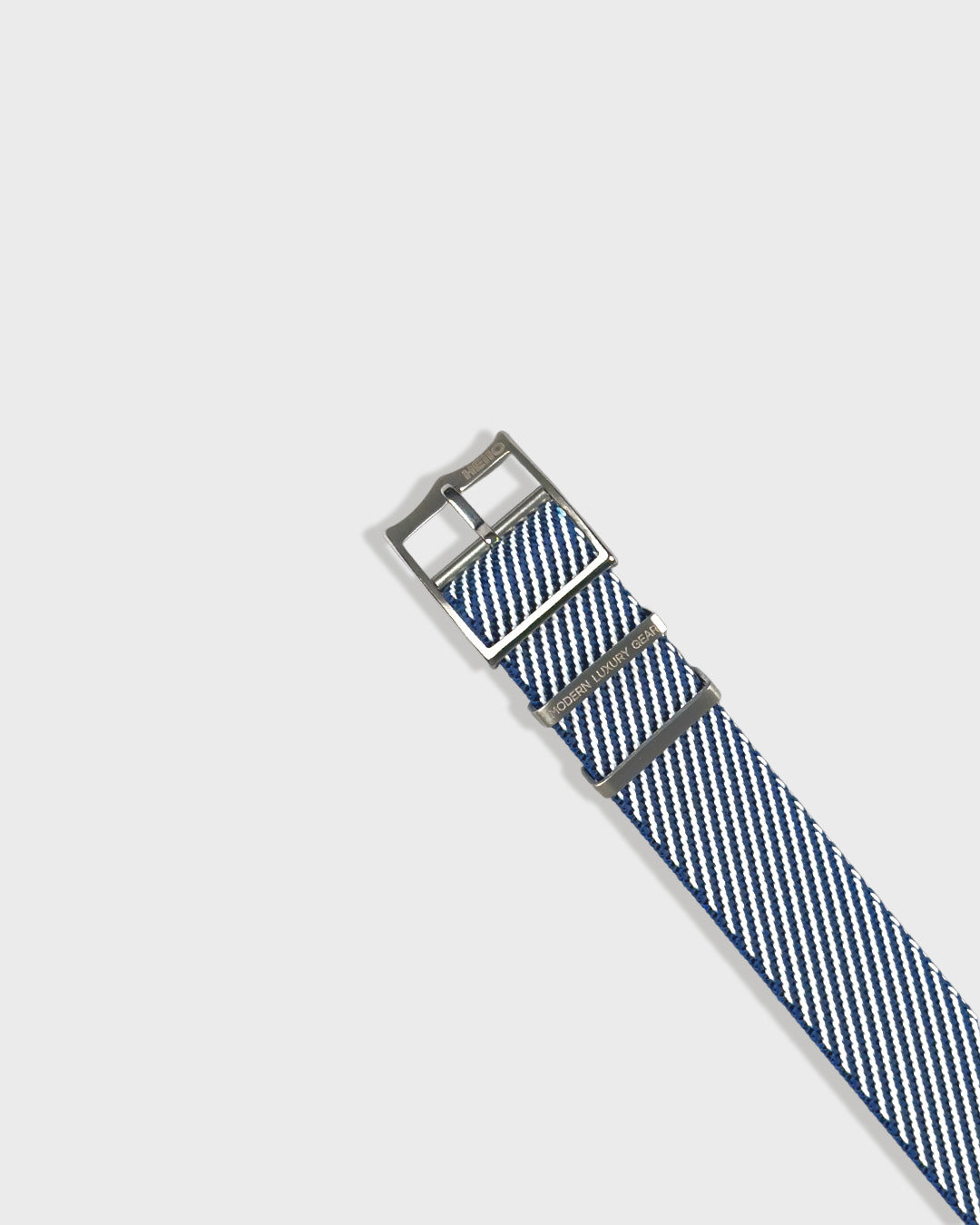 Service Navy__Twill Nylon fabric NATO watch strap in Navy Blue & white stripes, sizes 20mm & 22mm
