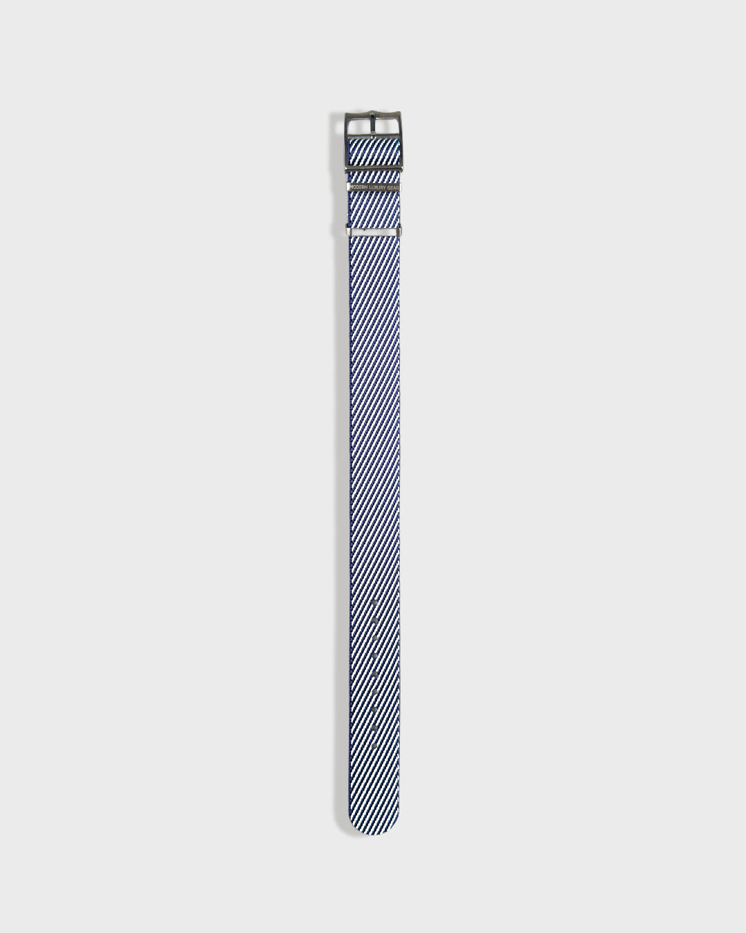 Service Navy__Twill Nylon fabric NATO watch strap in Navy Blue & white stripes, sizes 20mm & 22mm