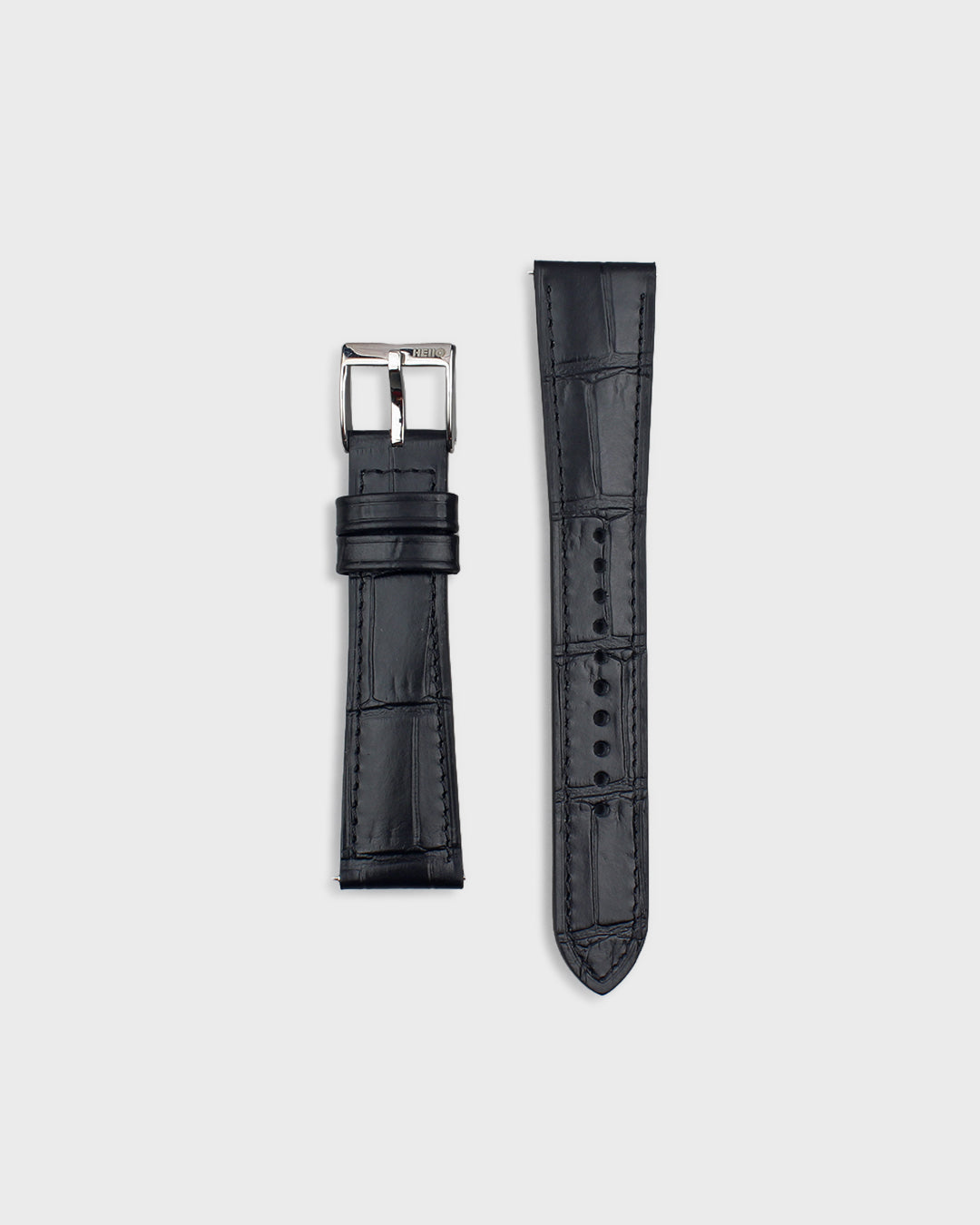Sharp Tuxedo with Grey Lining__Croc Print Italian Leather Watch Strap in black colour for Luxury Dress Watches Lug width sizes : 18mm, 19mm, 20mm, 22mm