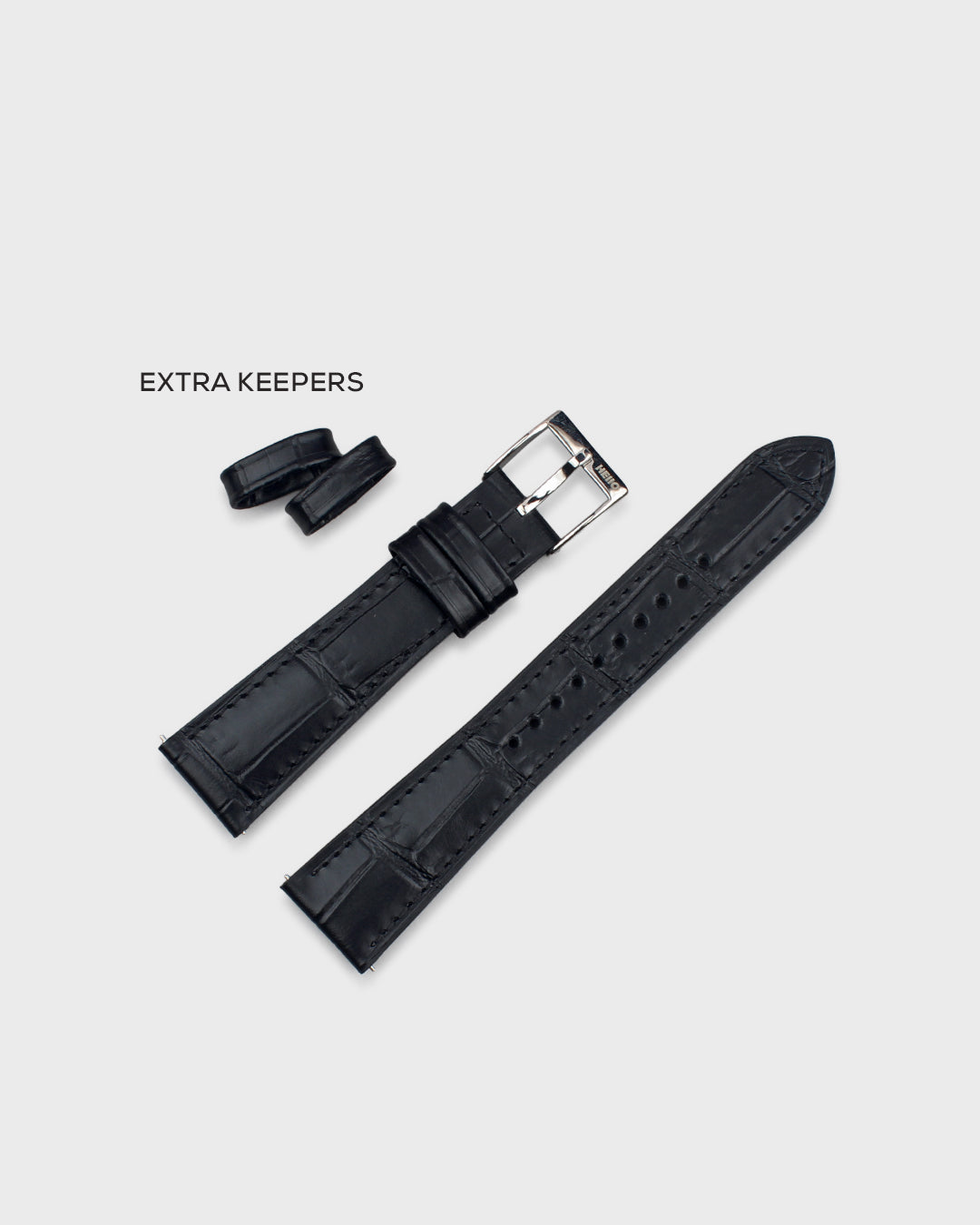 Sharp Tuxedo with Grey Lining__Croc Print Italian Leather Watch Strap in black colour for Luxury Dress Watches Lug width sizes : 18mm, 19mm, 20mm, 22mm