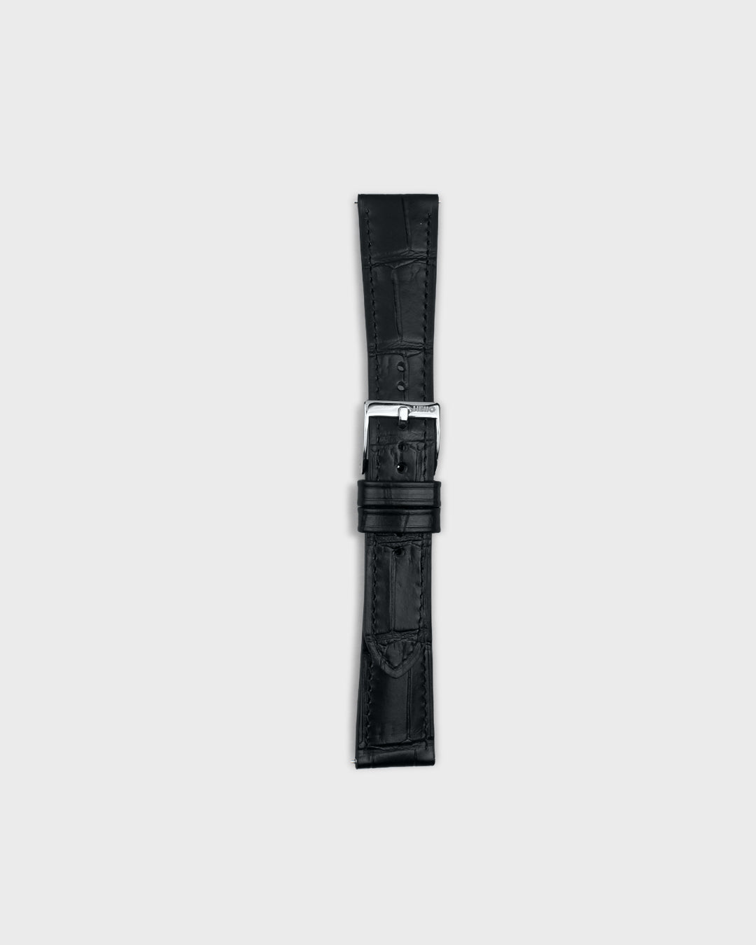 Sharp Tuxedo with Grey Lining__Croc Print Italian Leather Watch Strap in black colour for Luxury Dress Watches Lug width sizes : 18mm, 19mm, 20mm, 22mm