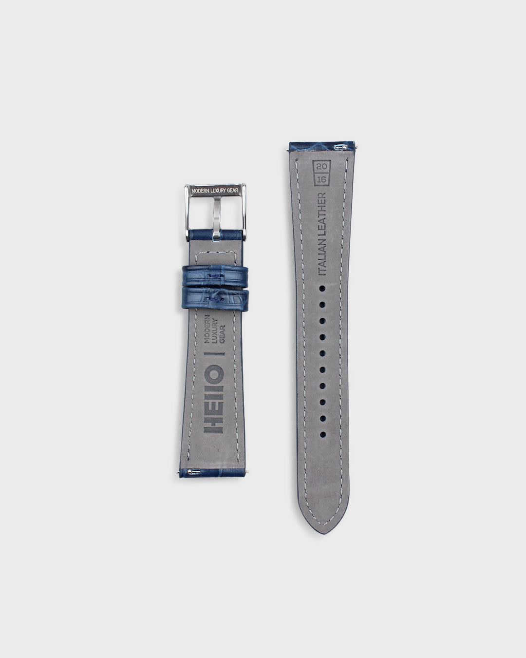Tailored Navy__Croc Print Italian Leather Watch Strap in Navy for Luxury Dress Watches Lug width sizes : 18mm, 19mm, 20mm, 22mm