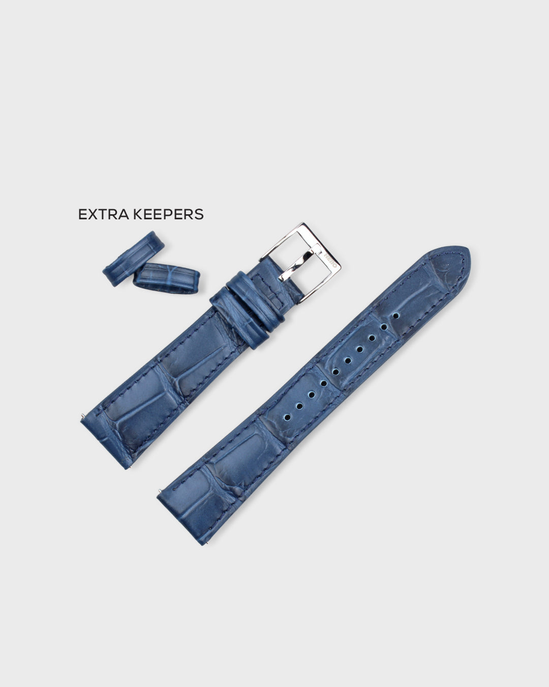 Tailored Navy__Croc Print Italian Leather Watch Strap in Navy for Luxury Dress Watches Lug width sizes : 18mm, 19mm, 20mm, 22mm