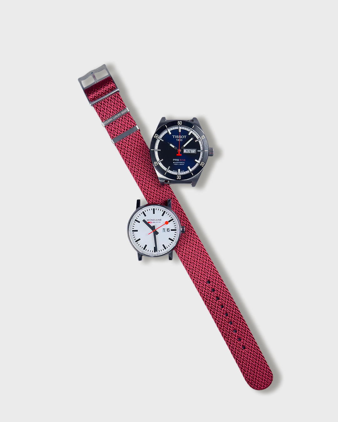 Redtail Shark__ Red coloured NATO nylon fabric Sharktooth pattern watch strap