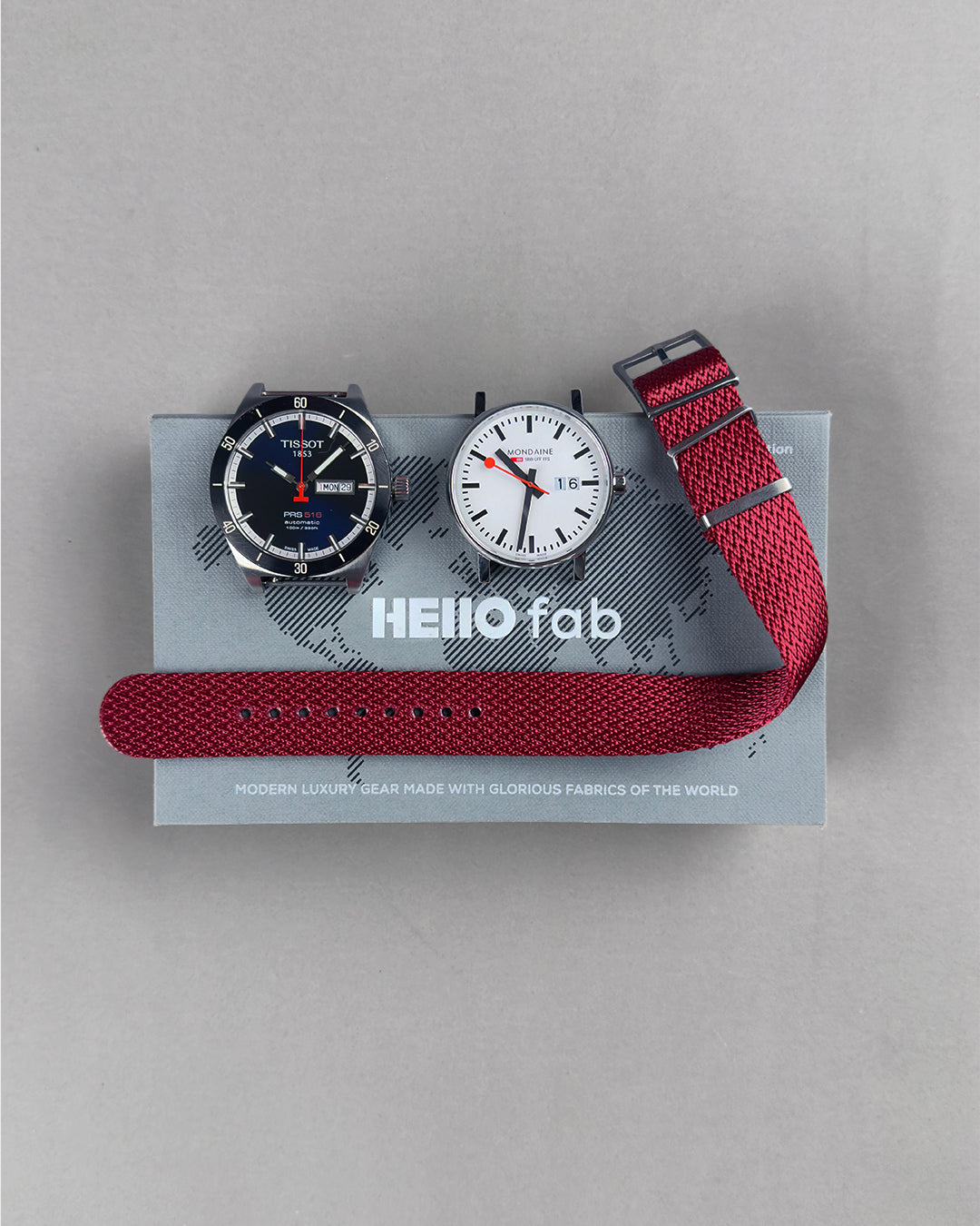 Redtail Shark__ Red coloured NATO nylon fabric Sharktooth pattern watch strap