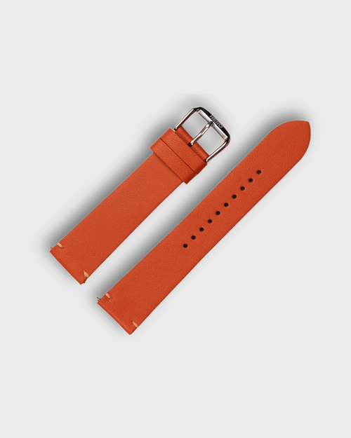 CARROT ORANGE__Orange sheep Napa leather watch strap in sizes 18mm, 20mm, 22mm