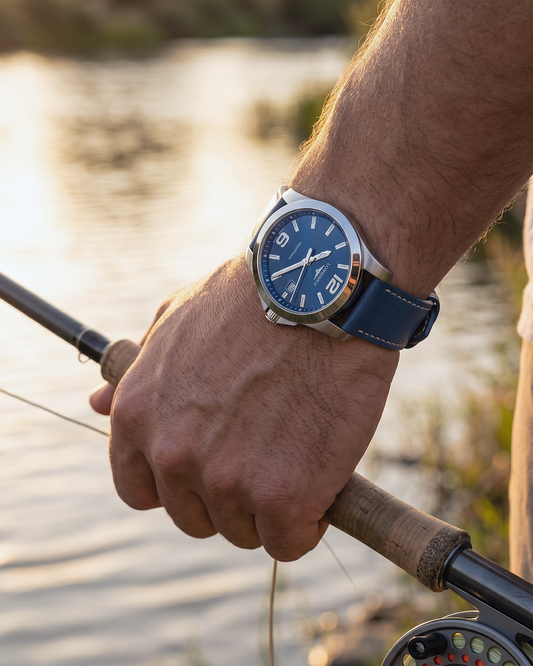 Deep Current__Premium Italian leather watch strap in Blue available in sizes 18mm, 19mm, 20mm, 21mm & 22mm by Hello EDC