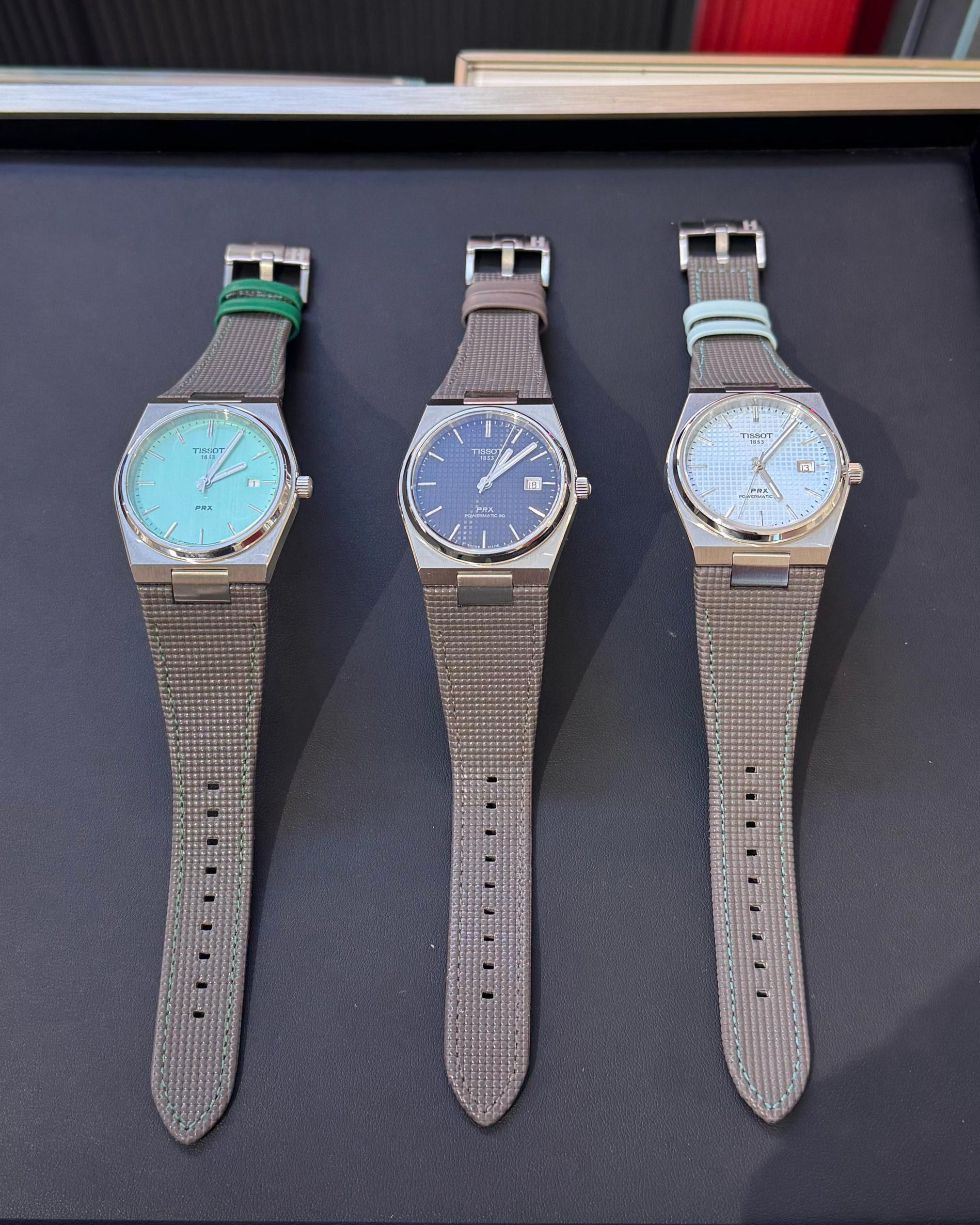 Shadow grid - Verdant__ , Tissot PRX Green Dial Leather Strap for 40mm, India