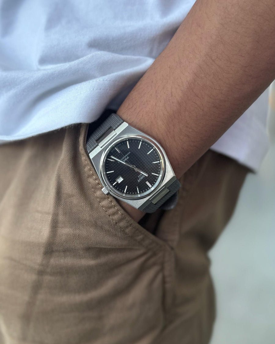 Shadow grid - Stealth__ , Tissot PRX Leather Strap for 40mm