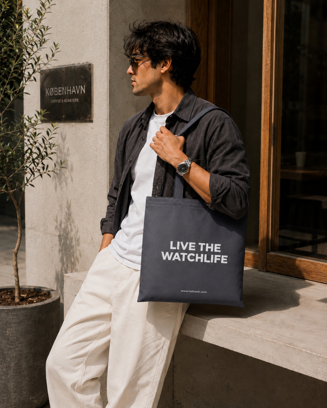 STUDIO GREY__The GTG Tote - Hello Canvas Tote Bag for watch life and Get-together
