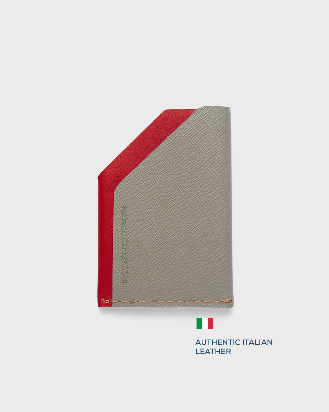 Saffiano Warm Grey + Scarlet Red__FOUNDER'S WALLET (ITALIAN LEATHER) - HEllO Modern Luxury Gear