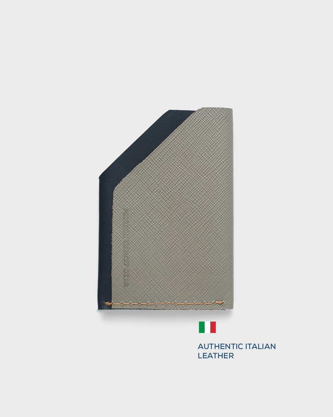 Saffiano Warm Grey + Navy__FOUNDER'S WALLET (ITALIAN LEATHER) - HEllO Modern Luxury Gear