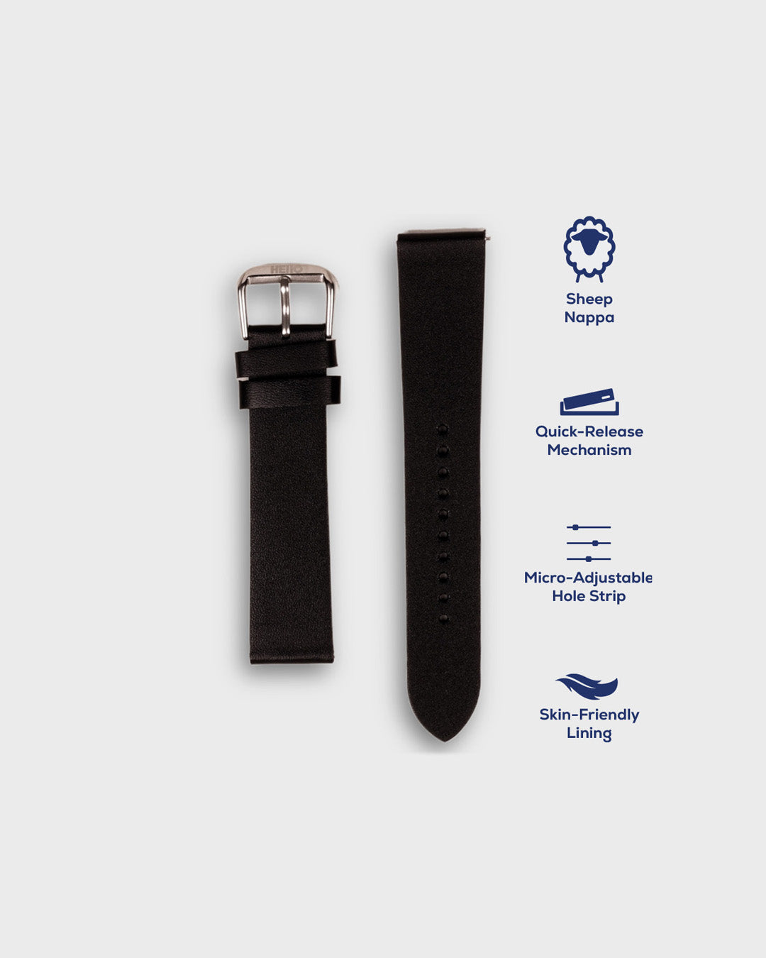 BLACK HAWK__ Black Strap for watches in pure leather