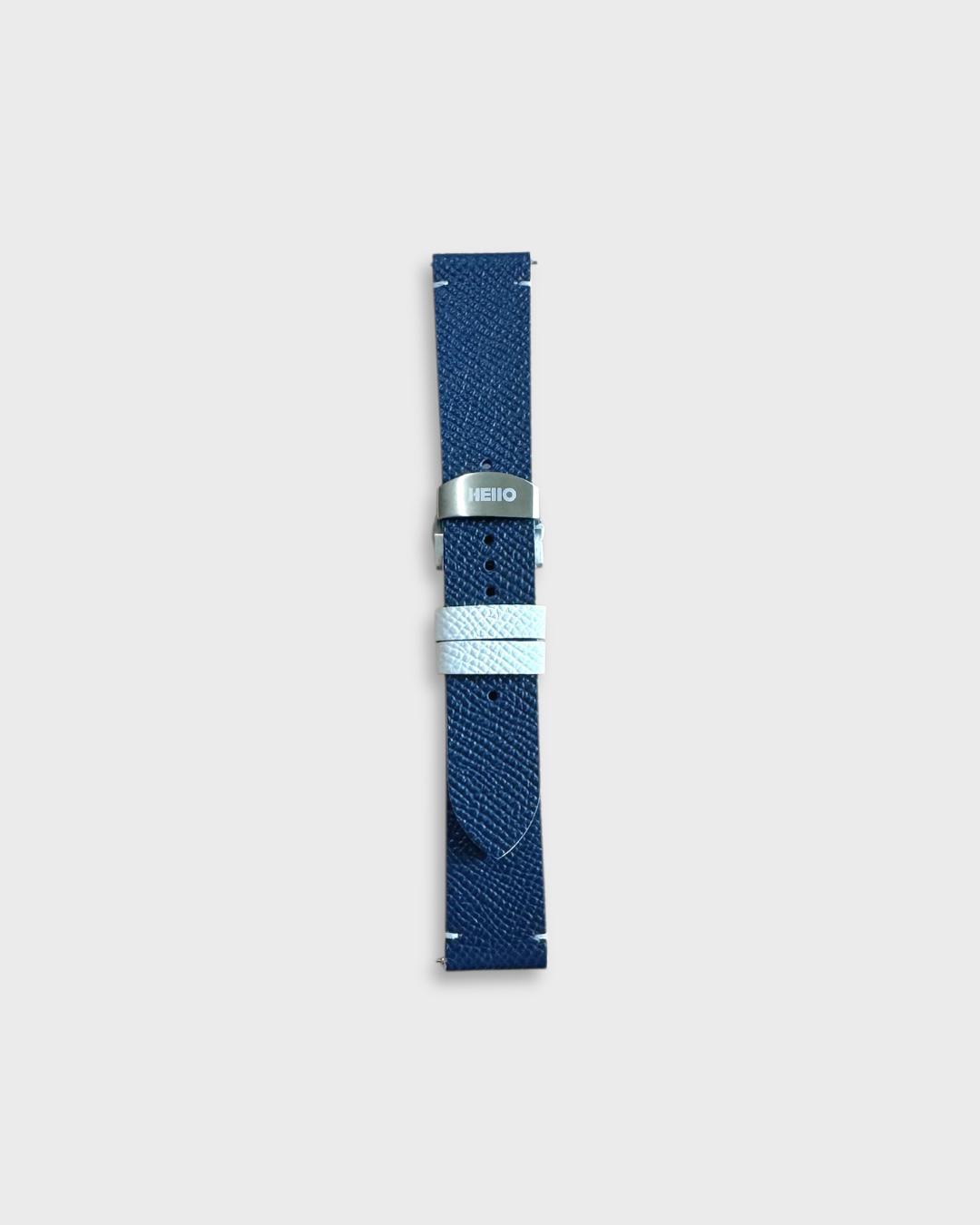 Blueberry Cream__Deployant clasp epsom Italian leather watch strap 20mm